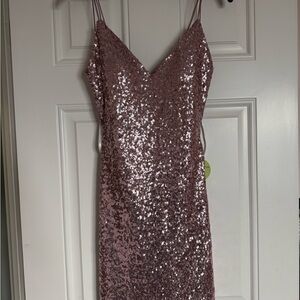 Windsor Pink Sequin Mini Dress Spaghetti Strap V-Neck